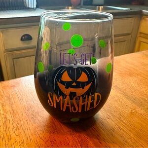 ‘Let’s Get Smashed’ Stemless Halloween Wine Glass